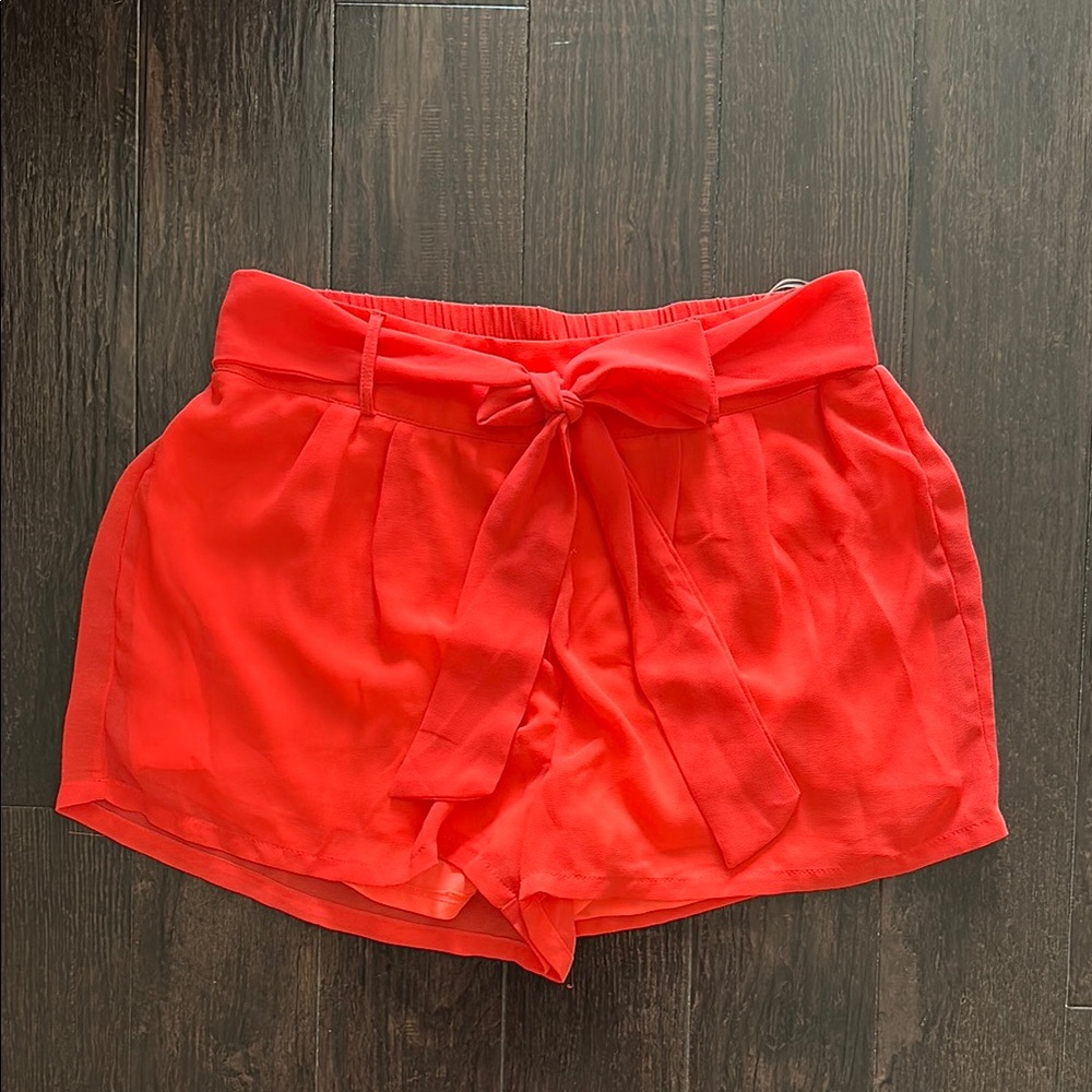 Women's Bright Pink Tie-Waist Shorts